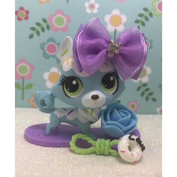 Auth Littlest Pet Shop # 3235 Blue White Husky Purple Green Yellow Sprinkles - Picture 1 of 3